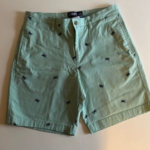 Chaps Mens Chino Comfort Waist Stretch Crab Shorts 9 Inch Inseam Size 33.
